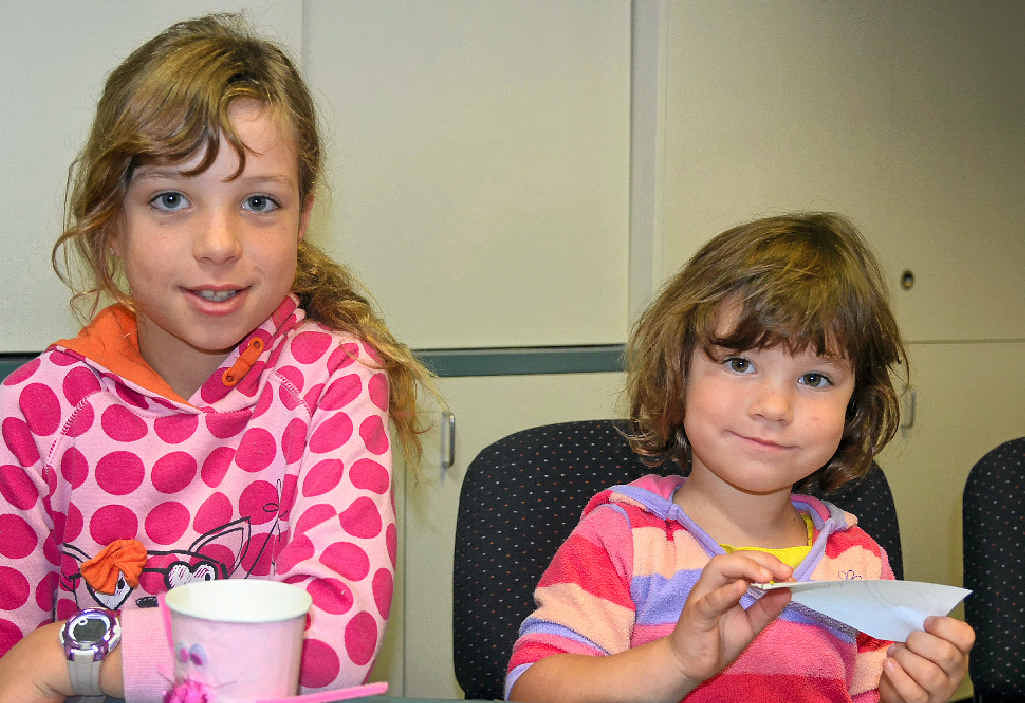 Emma and Sophie Day at the Warwick Library on Wednesday. Emma and Sophie Day at the Warwick Library on Wednesday.
